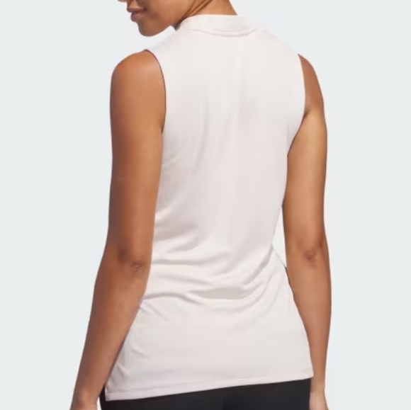 Adidas Ultimate365 textured Active Sleeveless Polo Shirt in Putty Mauve S - Picture 2 of 6